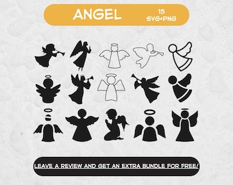 Paquete Angel SVG, Archivos SVG para Cricut, Imágenes Prediseñadas de Ángel, SVG de Navidad, Imágenes Prediseñadas de Navidad, Paquete Christian Svg, Coro de Ángeles, Imágenes Prediseñadas Conmemorativas