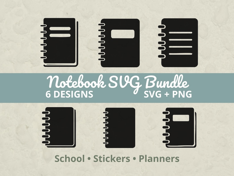 Notebook SVG Bundle, Spiral Notebook Svg, Planner Icons SVG PNG, School ...