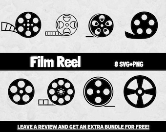 Film Reel SVG Bundle, SVG Files for Cricut, Movie clipart, Movie SVG, Movie Cut File, Cinema Svg, Movie Night Svg, Film Reel Png