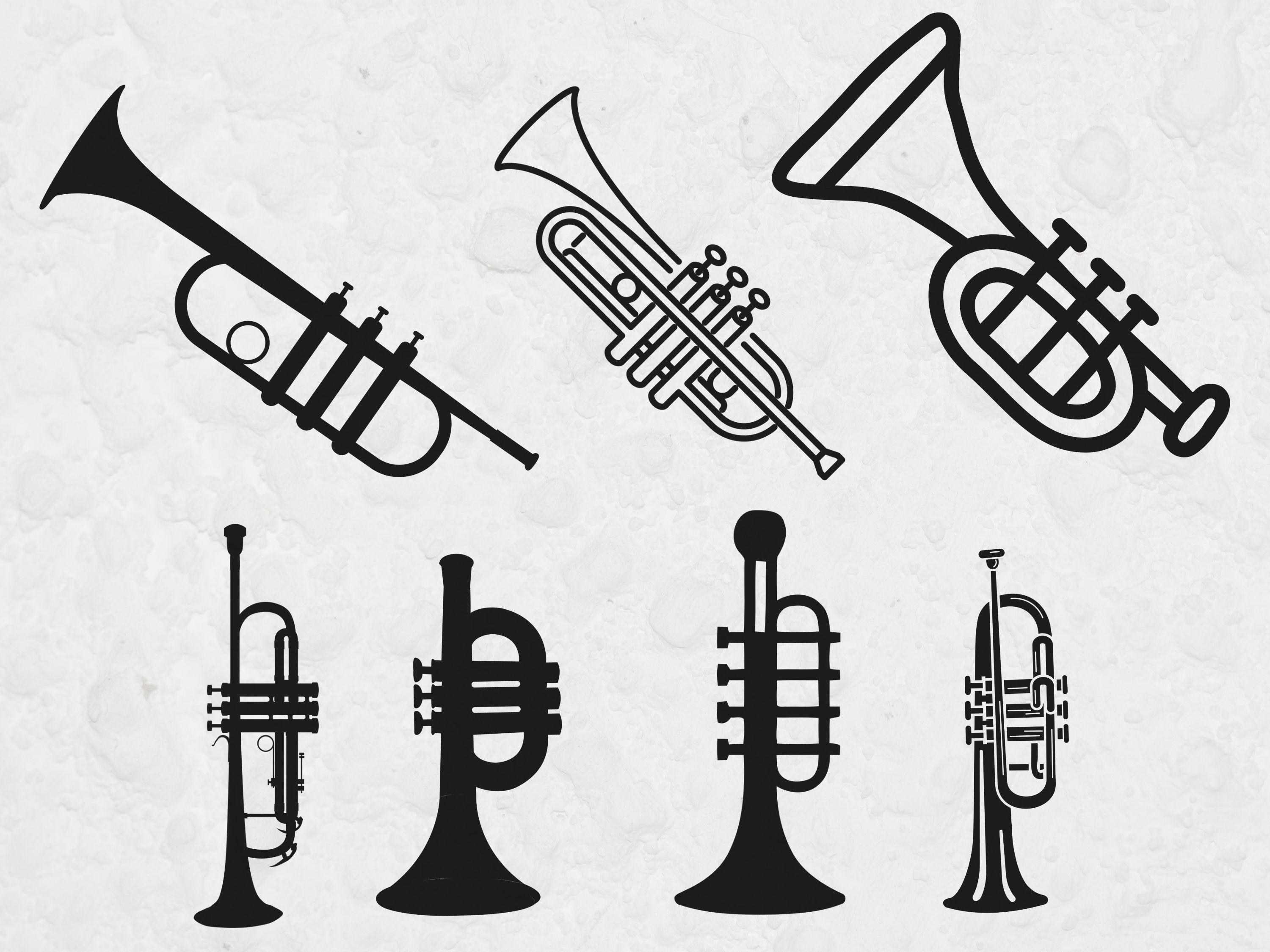 Trumpet SVG Bundle, Trumpet Silhouette SVG for Cricut, Jazz Trumpet PNG ...
