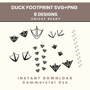 Duck Footprint SVG Bundle, Duck Track SVG, Bird Footprint, Animal Tracks, Cricut Cut Files, PNG, Instant Download