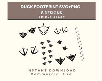 Bundle SVG empreinte de canard, piste de canard SVG, empreinte d'oiseau, empreintes d'animaux, fichiers de coupe Cricut, PNG, téléchargement immédiat