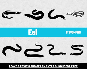 Eel SVG Bundle, Fish Silhouette SVG for Cricut, Nautical Ocean SVG, Fishing Clipart, Sea Life png