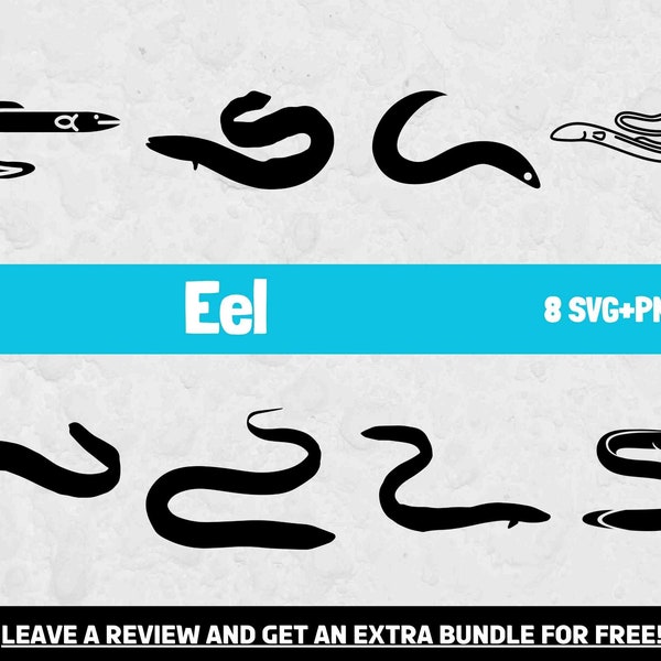 Eel SVG, Svg Files for Cricut, Eel PNG, Fish Svg, Nautical Svg, Fish Clipart, Sea Life Svg, Eel Silhouette, Fishing PNG, Outdoor Svg