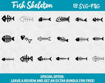 Fish Skeleton Svg, Svg Files for Cricut, Nautical Svg, Dead Fish Svg, Skeleton SVG, Ocean Svg, Fishing SVG, Fish Clipart, Bones Svg Cut File