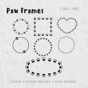 Paw Frame Svg bundel, SVG-bestanden voor Cricut, Paw Cut File, Paw Print Clipart, Hond SVG, Kat Svg, Hond Frame, Pet Print Clipart, Paw Svg, Frame