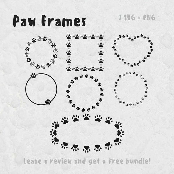 Paw Frame Svg Bundle, SVG Files for Cricut, Paw Cut File, Paw Print Clipart, Dog SVG, Cat Svg, Dog Frame, Pet Print Clipart, Paw Svg, Frame