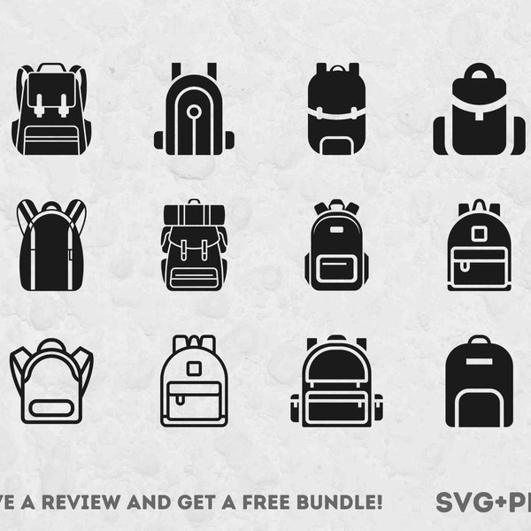 Backpack SVG Bundle, SVG files for Cricut, Luggage Svg, Backpack Clipart, Travel svg, Luggage Svg, Backpacker Icon, School Clipart Image