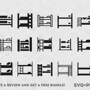 Bunk Bed Svg, SVG Files for Cricut, Bedroom Clipart, Bedroom Svg, Bed PNG, Twin svg, Home Clipart, Sleep svg, Furniture Clipart, Twin Design