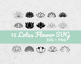 Lotus Flower SVG Bundle, Floral SVG Cut File, Lotus SVG for Cricut, Yoga Lotus Clipart, Botanical Lotus png