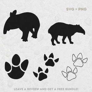 Tapir Svg, Svg Files for Cricut, Animal Clipart, Tapir Clipart, Tapir Cut File, Tapir Footprint PNG, Endangered Animal SVG, Animal Tracks