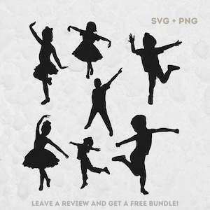 Paquete SVG de niños bailando, archivos SVG para Cricut, silueta de baile, vector de danza, svg infantil, SVG de danza, niños bailando, imagen prediseñada para niños