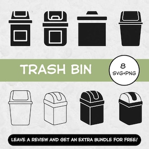 Trash Bin SVG, Svg files for Cricut, Trash Svg, Household Svg, Recycle SVG, Trash Bin Clipart, Trash Cut File, Trash Design SVG, Bin Png