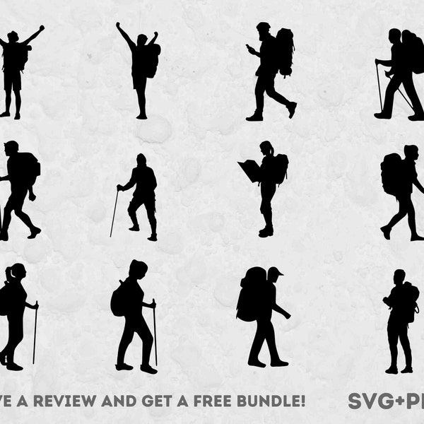 Hiker Svg, Svg Files for Cricut, Hiking Svg, Hiker Silhouette Svg, Hiking SVG, Outdoor SVG, People Clipart, Silhouette Clipart, Outdoors