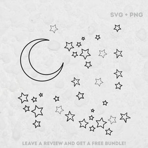 Lune et étoiles Fichier SVG, Fichiers SVG pour Cricut, Étoiles, Étoile SVG, Lune Svg, Nuit Svg, Lune et Étoile Design SVG, Lune Clipart, Étoile Clipart
