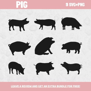 Pig SVG, Svg Files for Cricut, Pig Clipart Image, Farm Animal Svg, Bacon Svg, Pig Silhouette, Pig Cut File, Pig Design, Farmhouse Design SVG