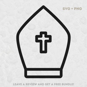 Bispo SVG, arquivos SVG para Cricut, Svg religioso, chapéu Svg, clipart religioso, clipart de chapéu, arquivo de corte de chapéu, imagem de clipart cristão, bispo PNG