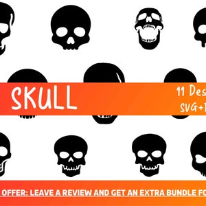 Skull SVG, SVG Files for Cricut, Skull Clipart, Skull Cut File, Skeleton Clipart, Skull Png, Halloween Clipart, Spooky Season SVG, Bones Svg