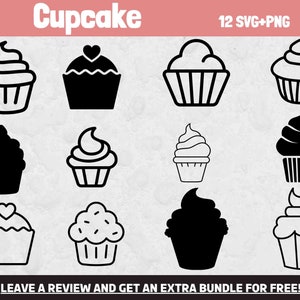 Arquivos de corte SVG de cupcake, arquivos SVG para Cricut, Clipart de cupcake, Baker Svg, Cupcake Png, Sweet svg, Cake Svg, Bakery Svg, Baking SVG, Cut Files