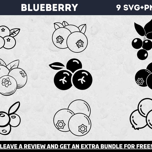 Blueberry Svg, SVG Files for Cricut, Blueberry Cut File, Berry Svg, Berries Svg, Fruit Svg, Blueberry Png, Blueberry Clipart, Plant SVG