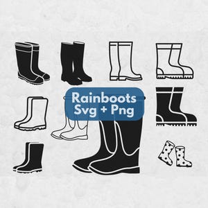 Rain Boots SVG, Svg files for Cricut, Rainy Svg, Rain Svg, Boot SVG, Shoe Clipart, Firefighter Clipart, Rain Boot PNG, Raining Svg, Boots