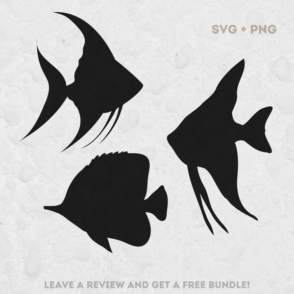 Angelfish Svg Bundle, Svg Files for Cricut, Fish Svg, Aquarium svg, Angelfish Silhouette, Fish Clipart, Angelfish Cut File, Fish Tank SVG