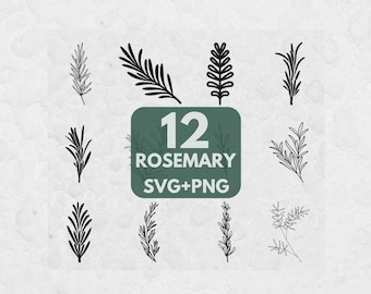 Rosemary SVG, SVG Files for Cricut, Herb SVG, Herbs Svg, Rosemary Clipart, Garden Svg, Plant Lover, Kitchen Plant, Herb Cut File, Heart Png