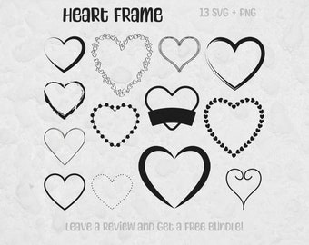Heart Frame Cut Files, SVG Files for Cricut, Valentines Day, Love Svg, Love Png, Valentine Svg, Heart Frame Png, Heart Outline Svg