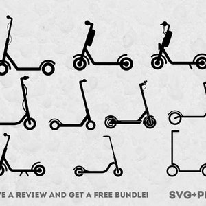 Scooter elettrico Svg, file Svg per Cricut, Immagine Clipart scooter elettrico, Trasporto Svg, File di taglio scooter, Silhouette scooter