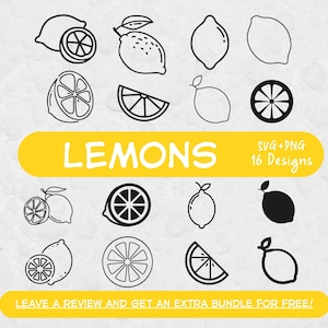 Lemon Svg Bundle, SVG Files for Cricut, Lemon Clipart, Lemon Cut Files, Lemon Png, Fruit SVG, Citrus Svg, Tropical SVG, Summer Svg
