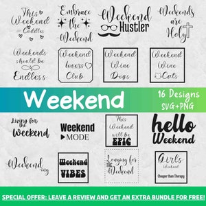 Weekend Svg Bundel, Weekend Cut Files, SVG Files for Cricut, Weekend Quotes, Weekend Shirts, Weekend PNG, Weekend Lover, Weekend Vectoren