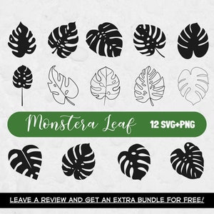 Monstera Svg Bundle, Svg Files for Cricut, Leaf SVG, Plant Svg, Monstera Silhouette, Monstera Cut File, Tropical SVG, Leaf Cut Files, SVGs