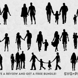 Familia svg, archivos svg para Cricut, tomados de la mano svg, personas SVG, silueta familiar, descarga instantánea, imágenes prediseñadas de personas, diseño familiar SVG