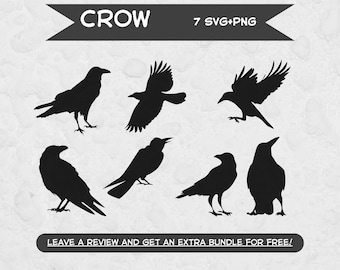 Crow Svg Bundle, SVG Files for Cricut, Raven SVG, Crow Clipart, Crow Cut File, Bird Svg, Bird Clipart, Crow PNG, Crow Silhouettes