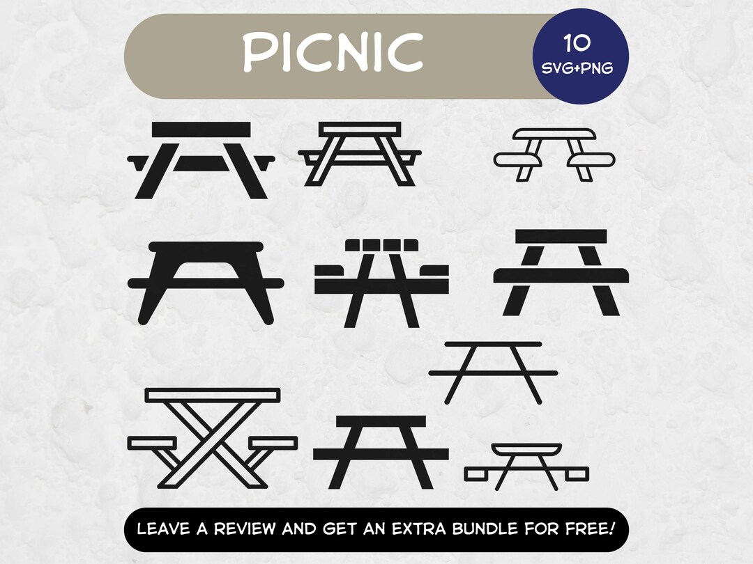 Picnic Svg Bundle, SVG Files for Cricut, Picnic Clipart, Picnic Table