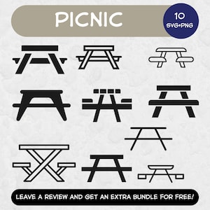 Picnic Svg Bundle, SVG Files for Cricut, Picnic Clipart, Picnic Table Svg, Furniture SVG, Table Clipart, Picnic Table svg, Outdoors Clipart