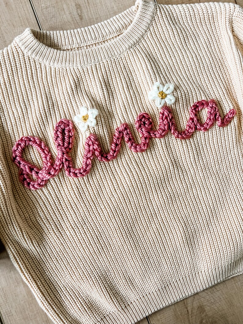 Personalized Hand Embroidered Name Sweater  Baby & Toddler image 1