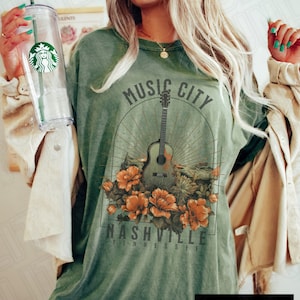 Nashville Shirt Dress Country Music Concert Outfit, Gifts for Country Music Lovers, Comfort Colors Boho Guitar Music City Merch, Graphic Tee