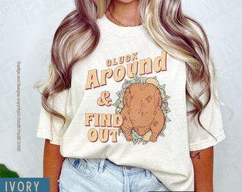 Comfort kleur Thanksgiving shirt, shirt grappig Turkije woordspelingen, retro Thanksgiving thema shirt werk, herfst kip T-shirt, leuk Friendsgiving-T-shirt