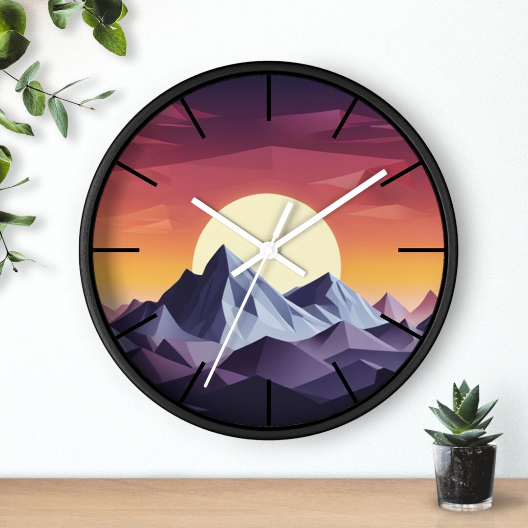 Minimalist Mountain Range 10" Wall Clock | Silent Mechanism ...