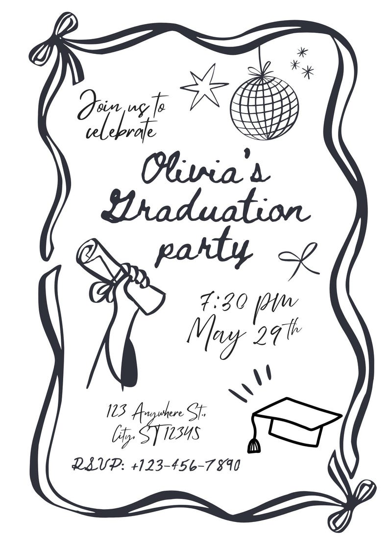 Graduation Party Invitation, Editable Modern Graduation Party Invite ...