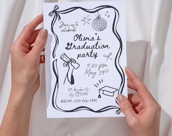 Graduation Party Invitation, Editable Modern Graduation Party Invite, Minimalist, Save the Date, Graduation Announcement, Digital, Customize