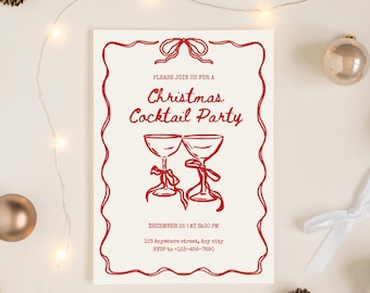 Christmas Cocktail Party Invitation, Printable Holiday Cocktail Party Invite, Editable Holiday Party Invite, Elegant Cocktail Party Invite