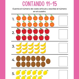 Counting 11-15 in Spanish, Math, Mathematics, Spanish, Kindergarten, Fun, Template, Digital