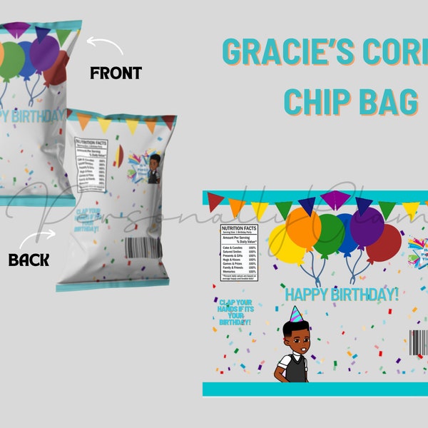 Gracie’s Corner (Boy Themed) Chip Bag Template