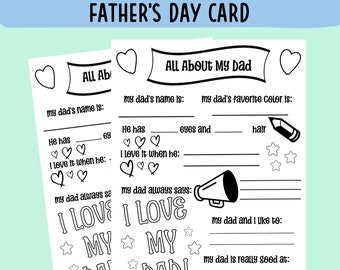 All About My Dad Fill in the Blank Printable for Father's Day - Etsy
