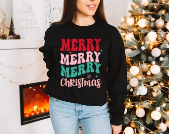Merry Christmas Sweatshirt for Holiday Party Christmas Gift for Cozy Sweater Christmas Top