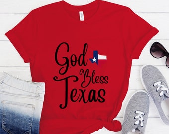 God Bless Texas Jersey Short Sleeve Tee, Texas Tee, Women's Tee, Graphic Tee, Texas Shirt, Southern Tee, South Graphic Tee, Love for Texas