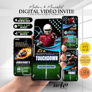 Editable Football Themed Birthday Party Invitation Card Template, Digital Football Birthday Invite, Electronic Sports Birthday Mobile, Sports Birthday Invitation, Editable Event Sports Theme Invite, Any Age, Sporting Event Flyer, Digital Template, Instant Download, First Year Down Invitation, Football 1st Birthday Invitation, Boy 1st Birthday Evite, Sports Birthday Party, Printable Template, Soccer Ticket Birthday Invitation, Soccer Party Kids, Digital Editable Printable by DigitalNekoPrints