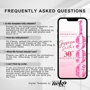 Pink 30th Invite, 30th Birthday Party Invitation, Rose Gold Pink Balloons, Digital 30th Glam Dinner Invite Template, Diamond Video Editable Brunch Itinerary, Digital 30th Birthday Invitation, 30th E-Invite, 30th Birthday Evite, 30th Party Invitation, Digital 30th Invitation, Digital Invitation, Digital 30th Birthday Party Video Invitation, 30th Glam Invite, Animated Black Gold Silver Diamond Evite, Self Editable Itinerary eCard by DigitalNekoPrints